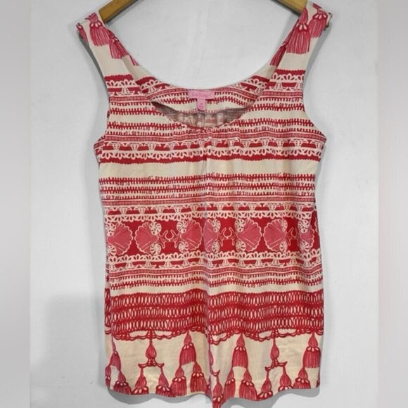 Lilly Pulitzer Coral/White Silk Blend Tank Top Size Medium - Picture 12 of 12